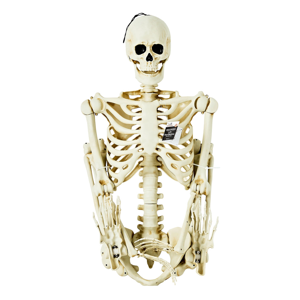 Haunt & Co Hanging Posable Skeleton Decoration, White, 5', Halloween