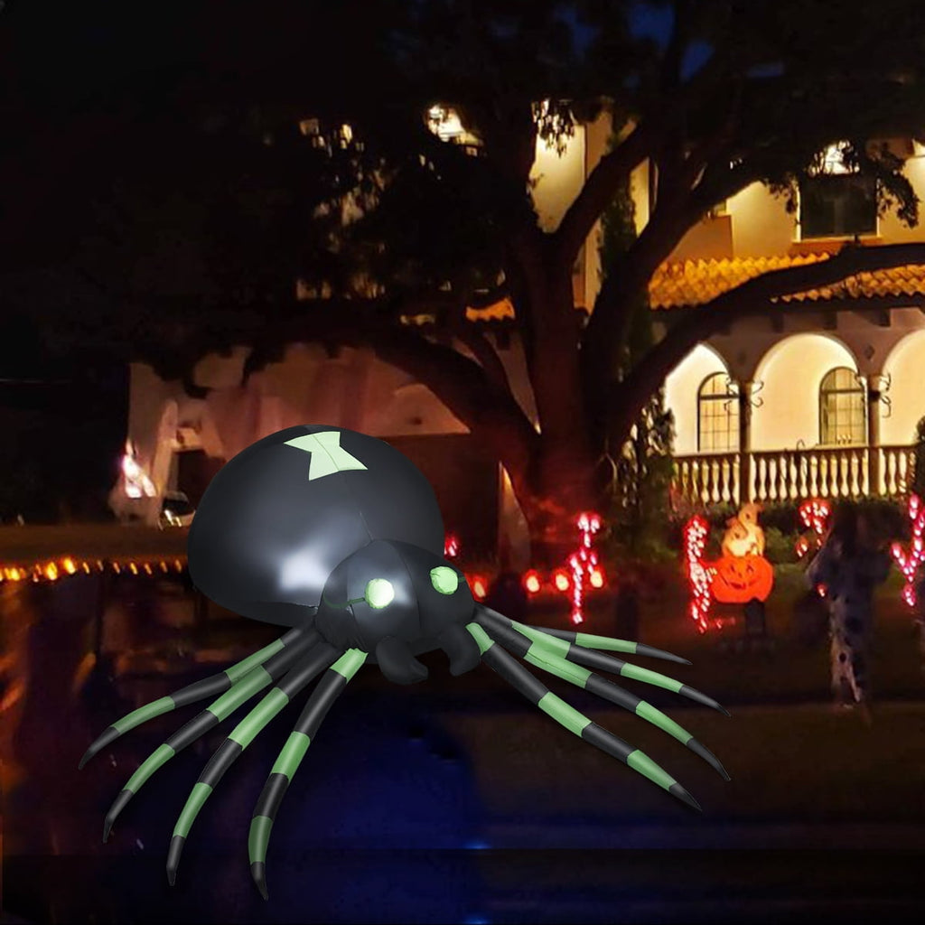 Haunt & Co Patiojoy 6FT Inflatable Blow-Up Spider With LED Lights Outdoor Yard