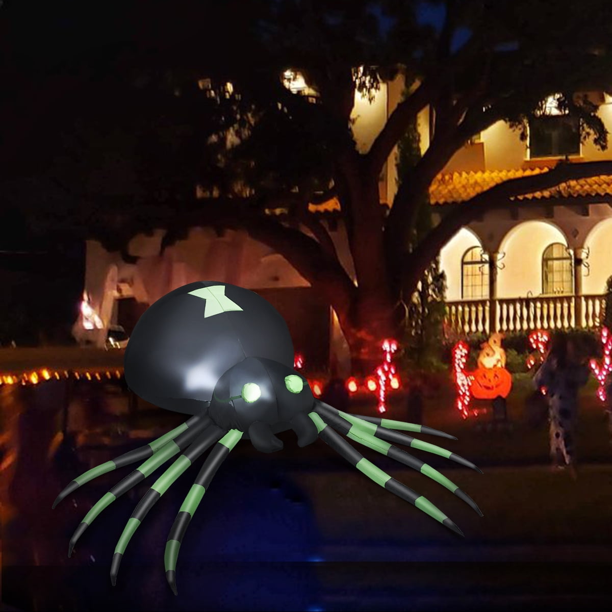 Haunt & Co Patiojoy 6FT Inflatable Blow-Up Spider With LED Lights Outdoor Yard