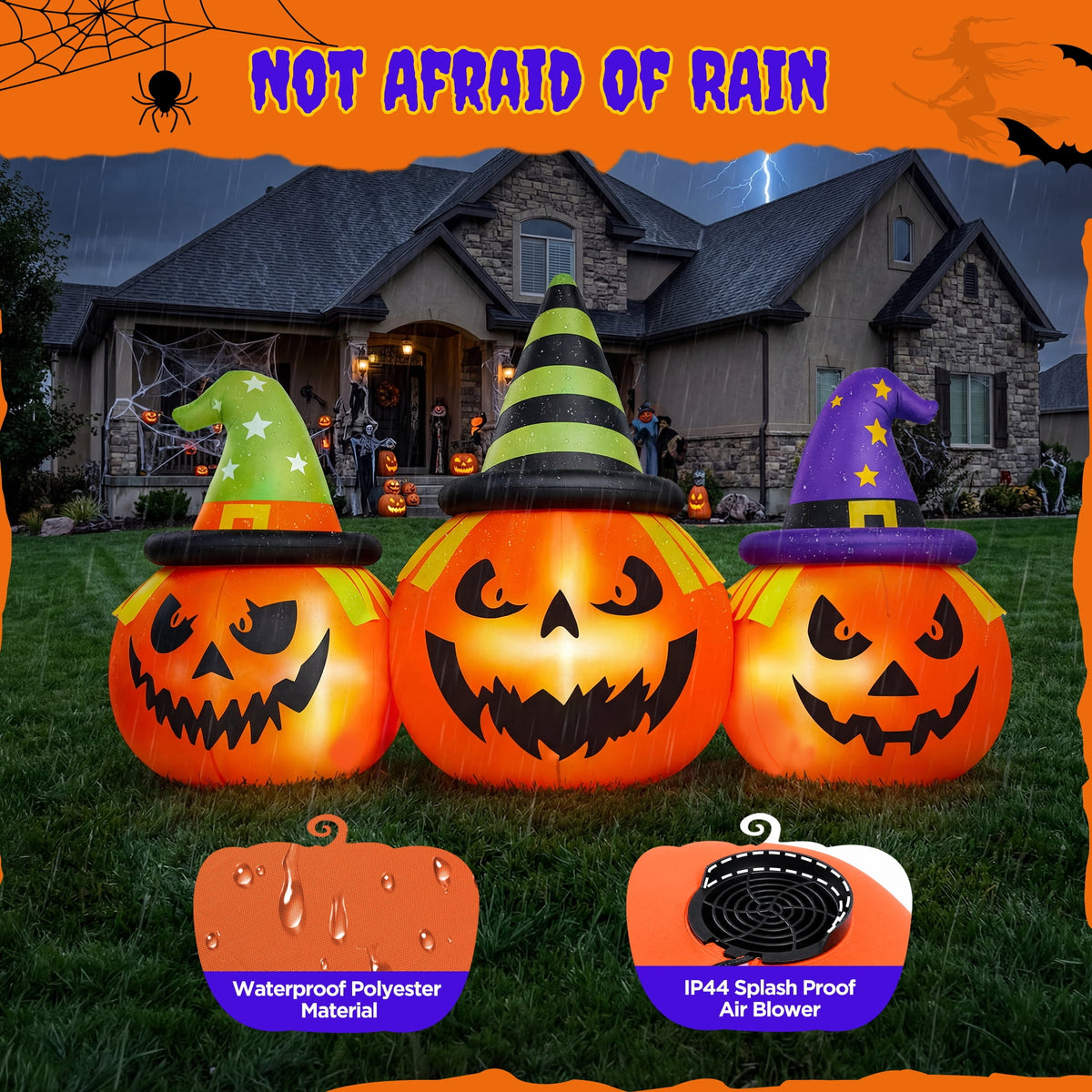 Haunt & Co 6FT Halloween Inflatable Pumpkins Decorations with LED Lights, Halloween Blow Ups Decoration for Home Party