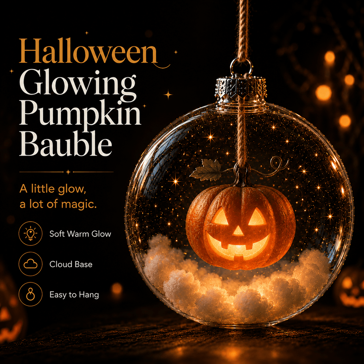 Haunt & Co Halloween Decorations Tree Ornaments Collection-Glowing Halloween Ornament Collection â?? Cat, Witch, Pumpkin & Ghost Baubles
