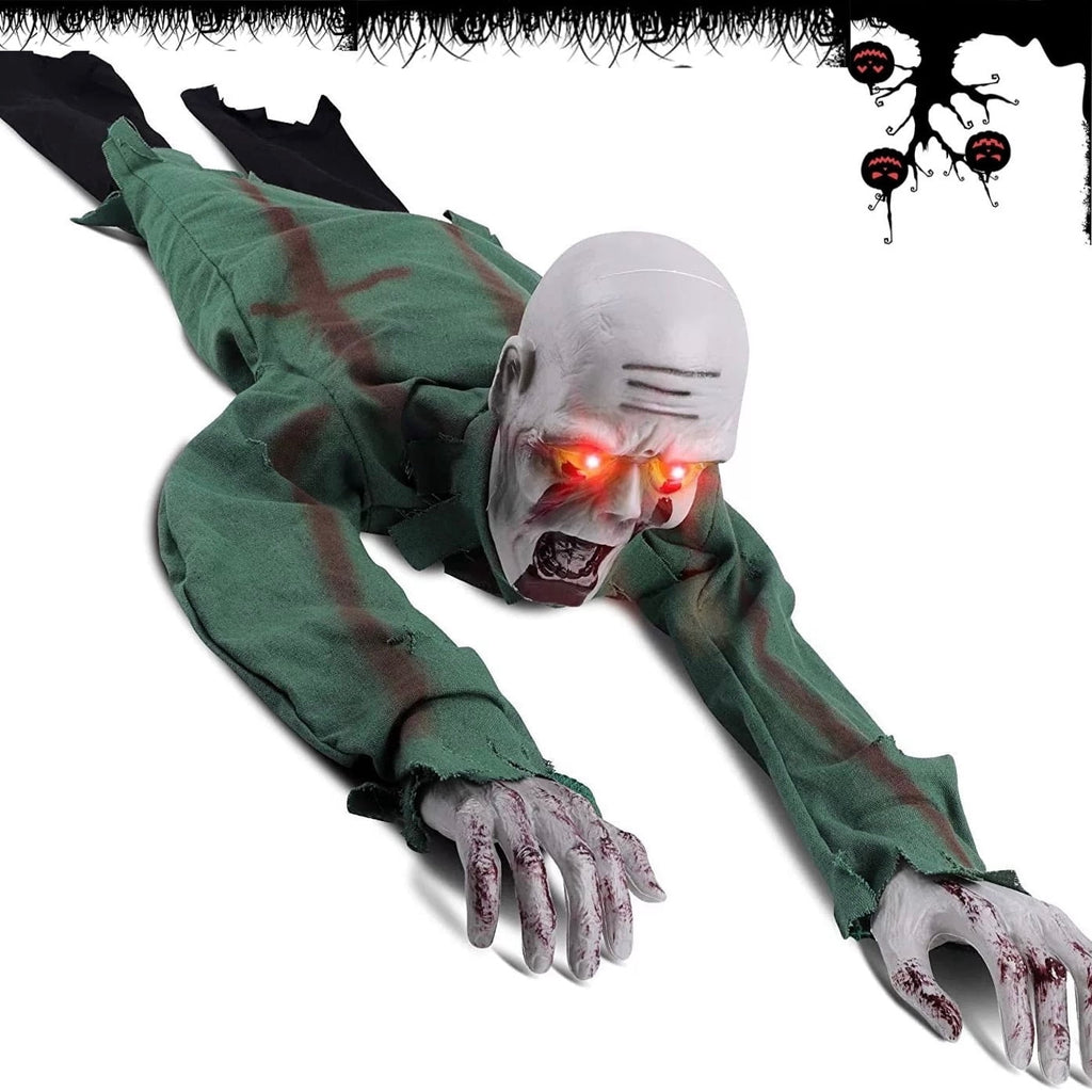 Haunt & Co Halloween Animated Decorations, Outdoor Crawling Zombie with Horror Sound & Glowing Eyes, Zombie Ground breaker Ghost for Graveyard, Lawn, Haunted House Prop Decor