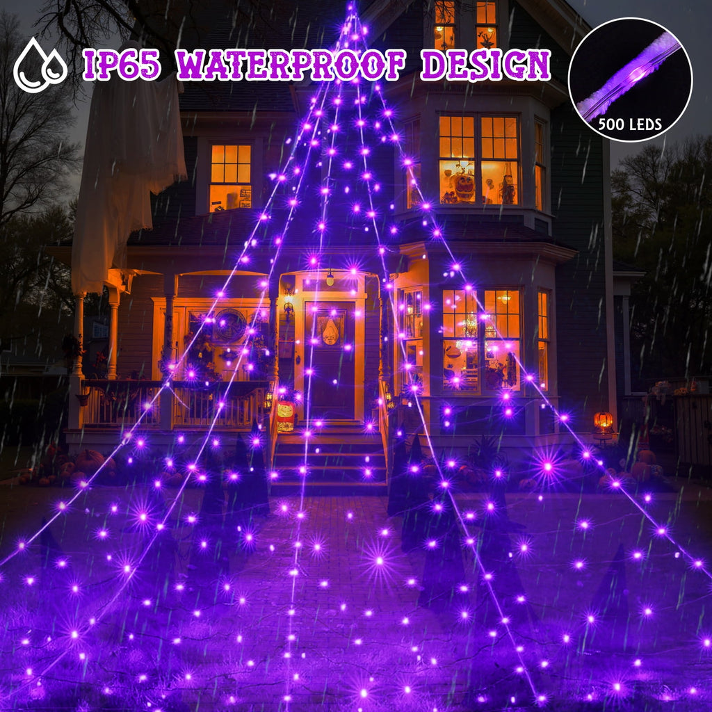 Haunt & Co Scidweet Outdoor, 500 LED Halloween Giant Spider Web Lights