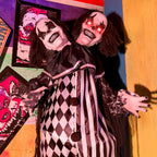 Haunt & Co Lifesize 5.5 ft Animatronic Two-Headed Clown with Lights and Sound, Indoor/Outdoor