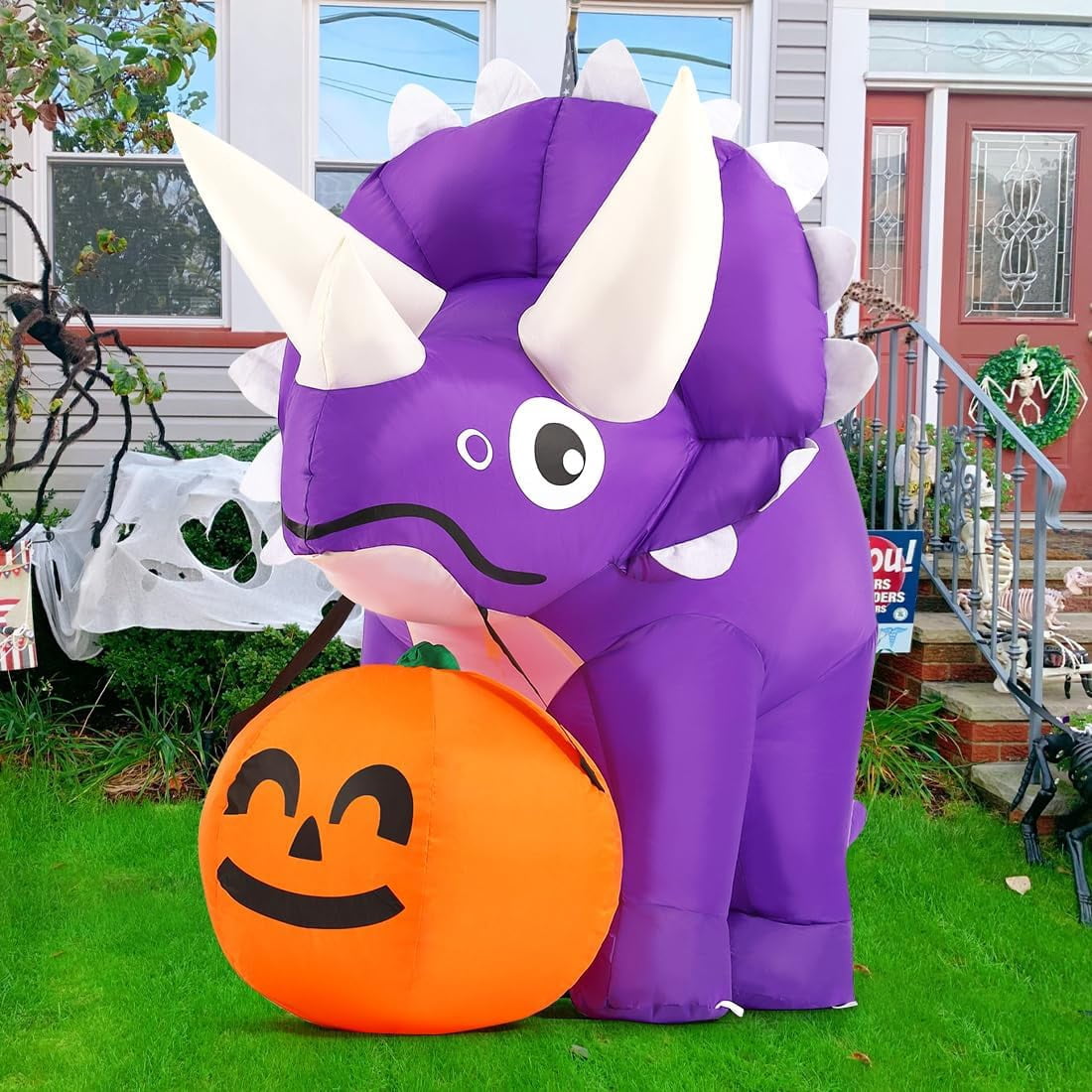 Haunt & Co Halloween Inflatable 5 FT Halloween Dinosaur Inflatable, Inflatable Halloween Dinosaur Halloween Dinosaur Decorations with LED Lights, Inflatables Clearance for Holiday