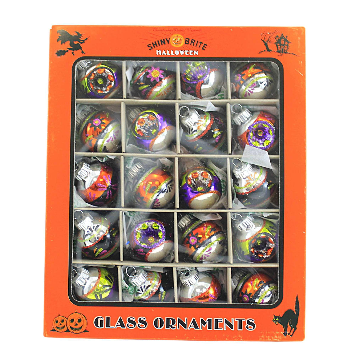 Haunt & Co Shiny Brite 1.25" Rounds & Reflectors Ornament Halloween Decorated 4028049