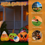 Haunt & Co 8FT Halloween Inflatable Pumpkin Ghost Scene, Waterproof Polyester, Quick Inflation with Stakes/Ropes