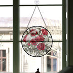 Haunt & Co Christmas Gift Box - Valentine Rose Halloween Christmas Stained Glass Hanging Ornament - Holly & Pine Holiday Tree Decoration, Gift for Friends, Family, Mom & Dad