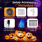 Haunt & Co 8.7ft Long Halloween Inflatable Pumpkin Decoration with Built-in LED Lights, Large Outdoor Blow-Up Yard Decor