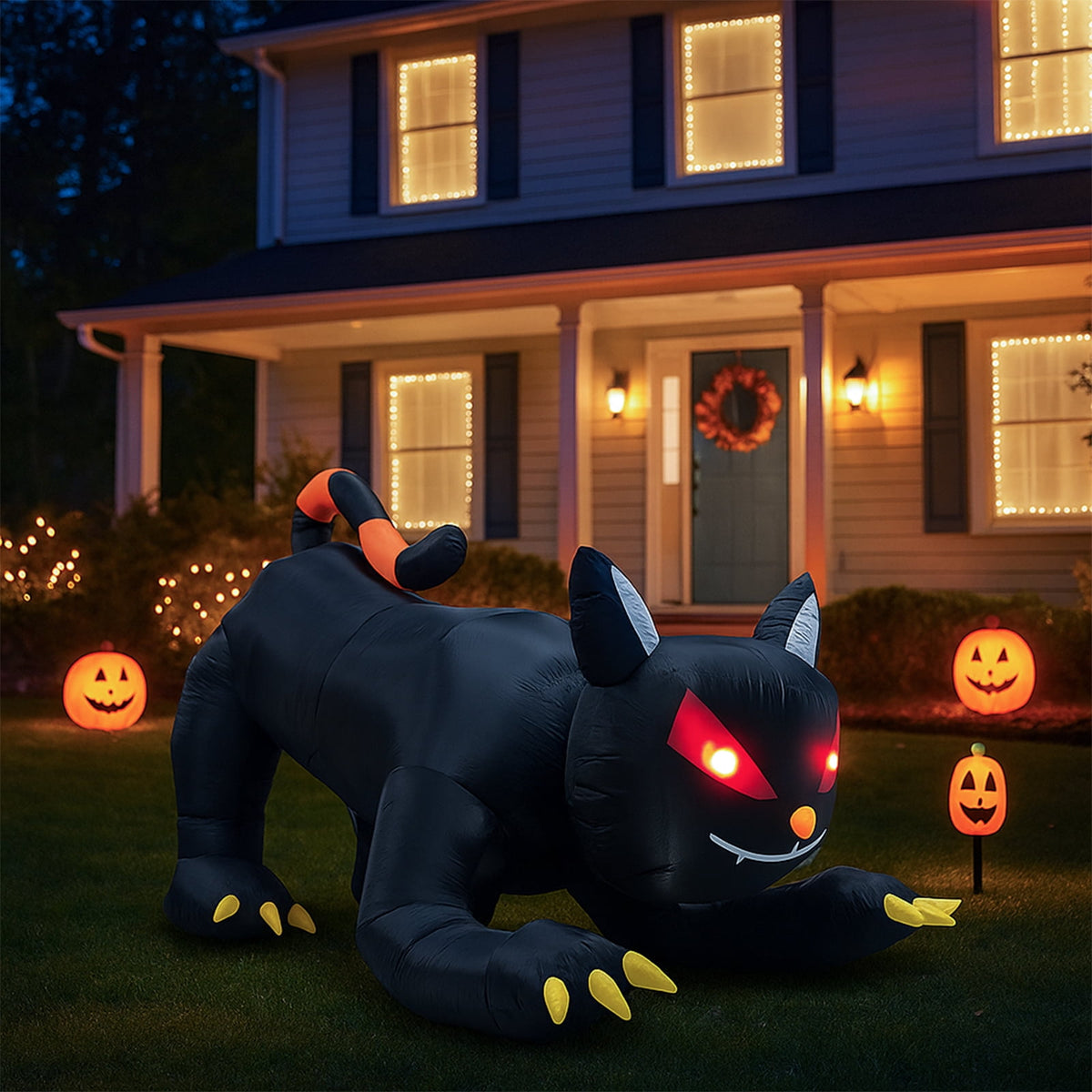 Haunt & Co 4.5' Halloween Inflatables Outdoor Giant Cat Blow up Decor