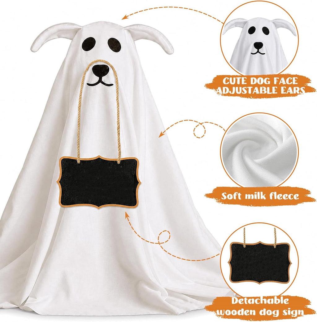 Haunt & Co Clearance Outdoor 2 Pack Spooky Ghost Dog Light-Up Freestanding Swinging Ghost for Front Door Porch Yard Lawn Home Party