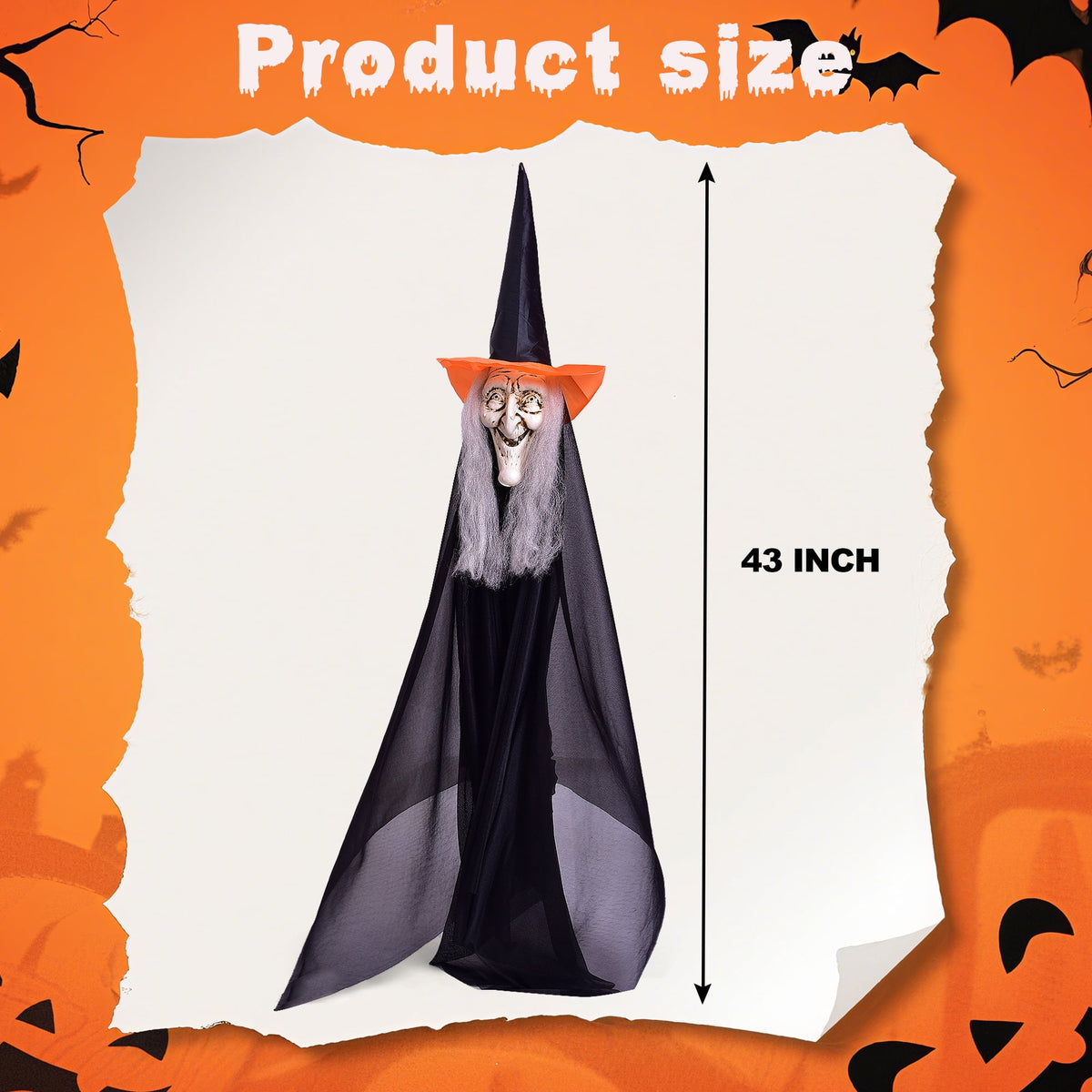 Haunt & Co Fun Little Toys 3 Pcs Halloween Witch Decorations, 43" Wicked Witches Decor, Scary Halloween Stakes