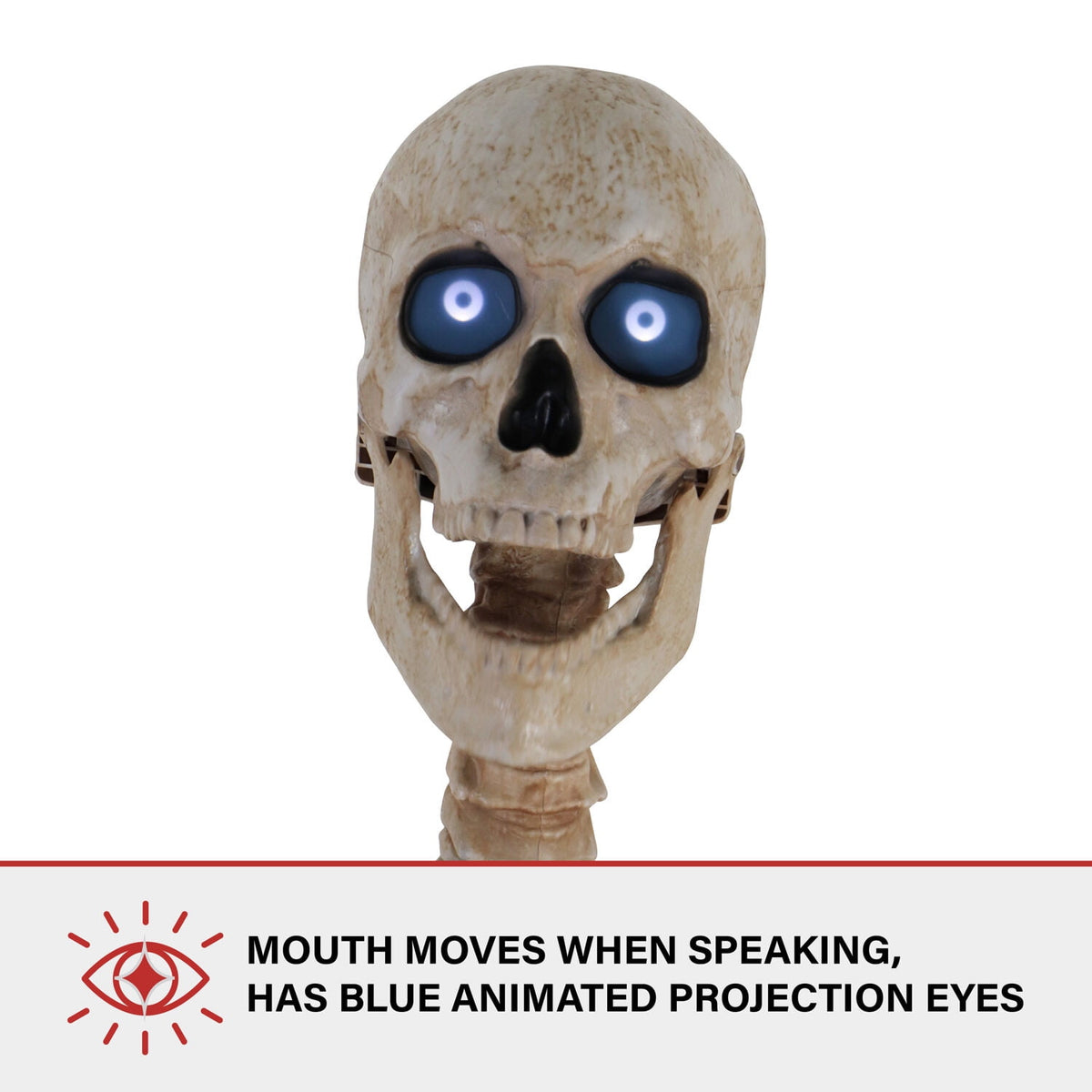 Haunt & Co 8 ft Tall Motion-Activated Towering Skeleton, Premium Talking Halloween Animatronic Decoration, Plug-In