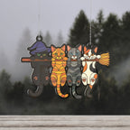 Haunt & Co Lotusprinthandmade Halloween Cat Witch Hat Broom Custom Shape Window Hanging Acrylic Ornament With Acrylic Charm