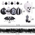 Haunt & Co Halloween Skeleton Black and White Ornament Set