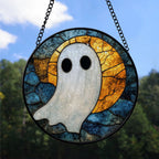 Haunt & Co Premium Christmas Gift - Halloween Scary Ghost Spookys Holiday Stained Glass Hanging Ornament - Festive Christmas Tree Decor, Seasonal Gift for Mom, Dad, Friends, Family