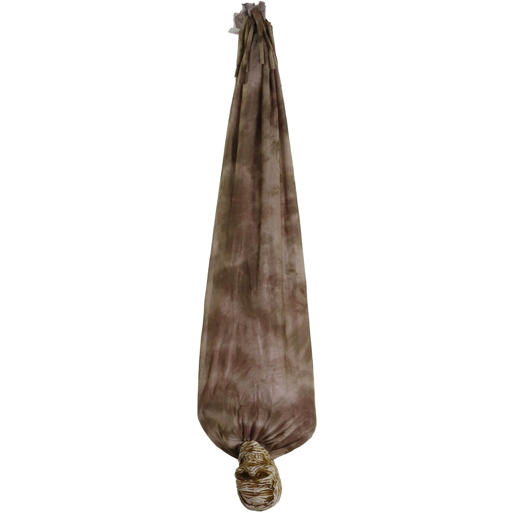 Haunt & Co 5 ft Animatronic Upside-Down Shaking Mummy with Sounds and Light-Up Eyes for Scary