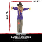 Haunt & Co 6 ft Standing Halloween Scarecrow Yard Decoration with LED Green Eyes