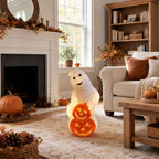 Haunt & Co Winter Poetry Upgrade Hanging Ghost Resin Figurine, Spooky Halloween Indoor Outdoor Decor, Reusable Floating Ghost Ornament for Porch Ceiling Shelf