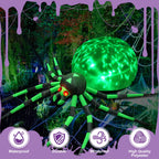 Haunt & Co 8FT Halloween Inflatables Outdoor Decorations Giant Spider Decorations with LED Lights and Air Pump Blow up Inflatable Green