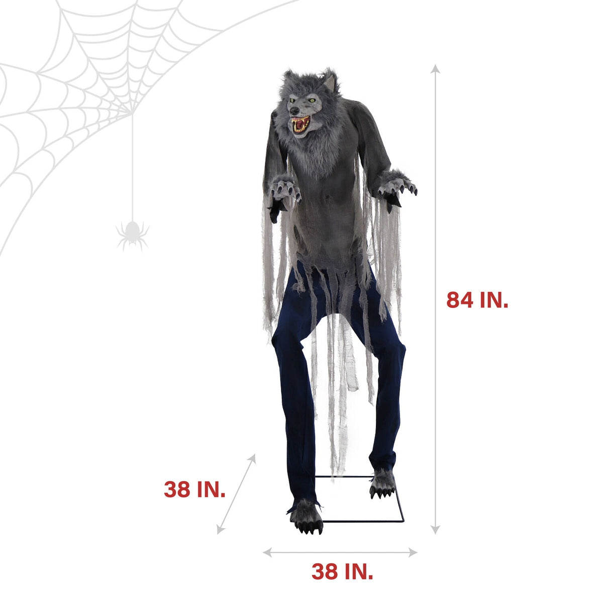 Haunt & Co 7 ft Tall Motion-Activated Towering Werewolf, Premium Halloween Animatronic, Plug-In