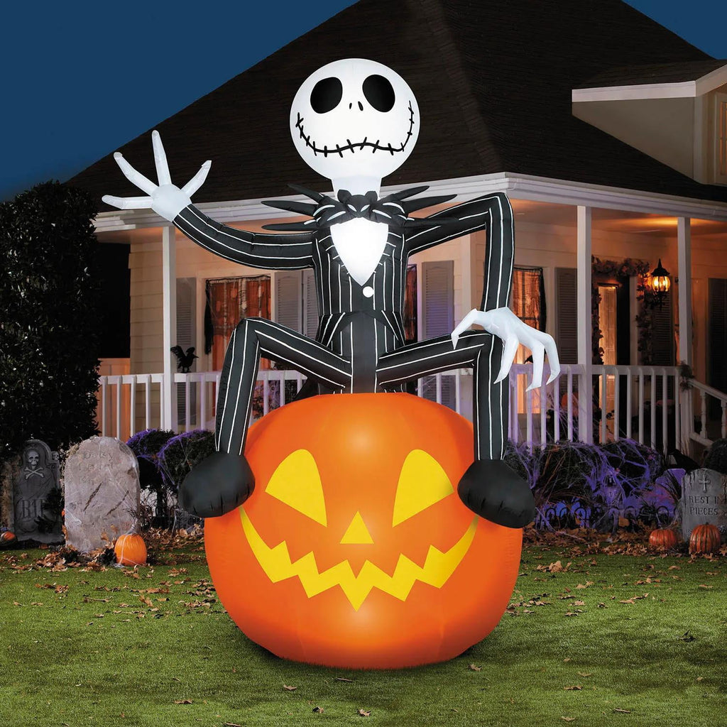 Haunt & Co Disney Jack Skellington Pumpkin Inflatable Halloween Giant - Orange One Size