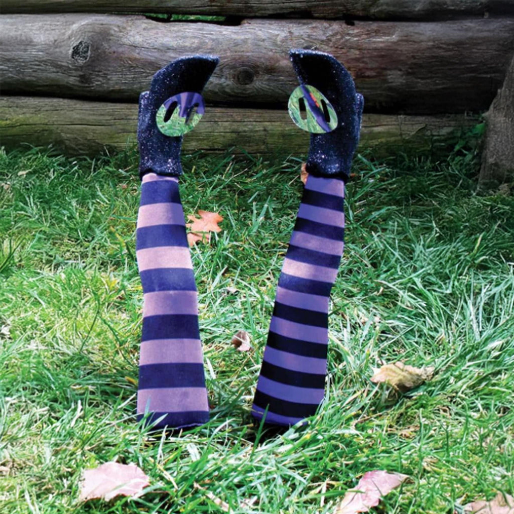 Haunt & Co Witch Legs Yard Stakes Purple/Black Halloween Décor