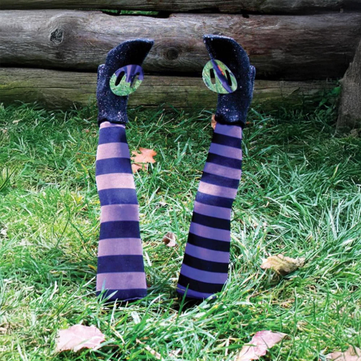 Haunt & Co Witch Legs Yard Stakes Purple/Black Halloween Décor