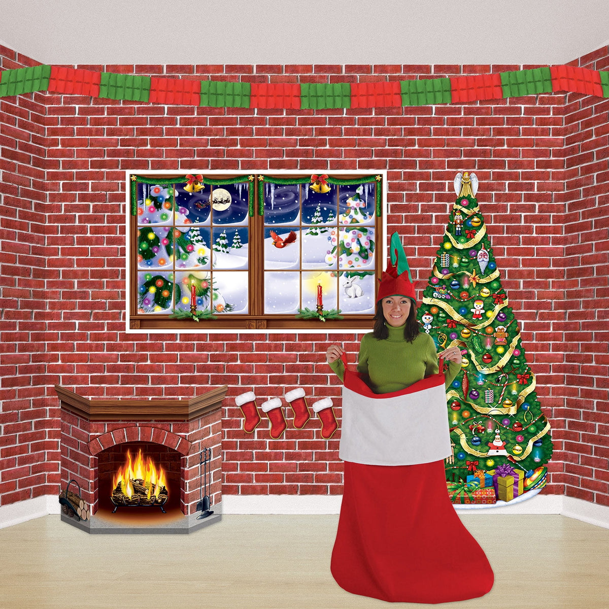 Haunt & Co Brick Wall Backdrop Party Accessory (1 count) (1/Pkg)