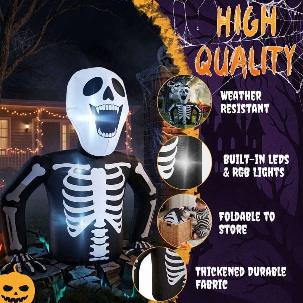 Haunt & Co 6' Halloween Inflatables Skeleton Outdoor Emerging Skeleton,Built-In LED
