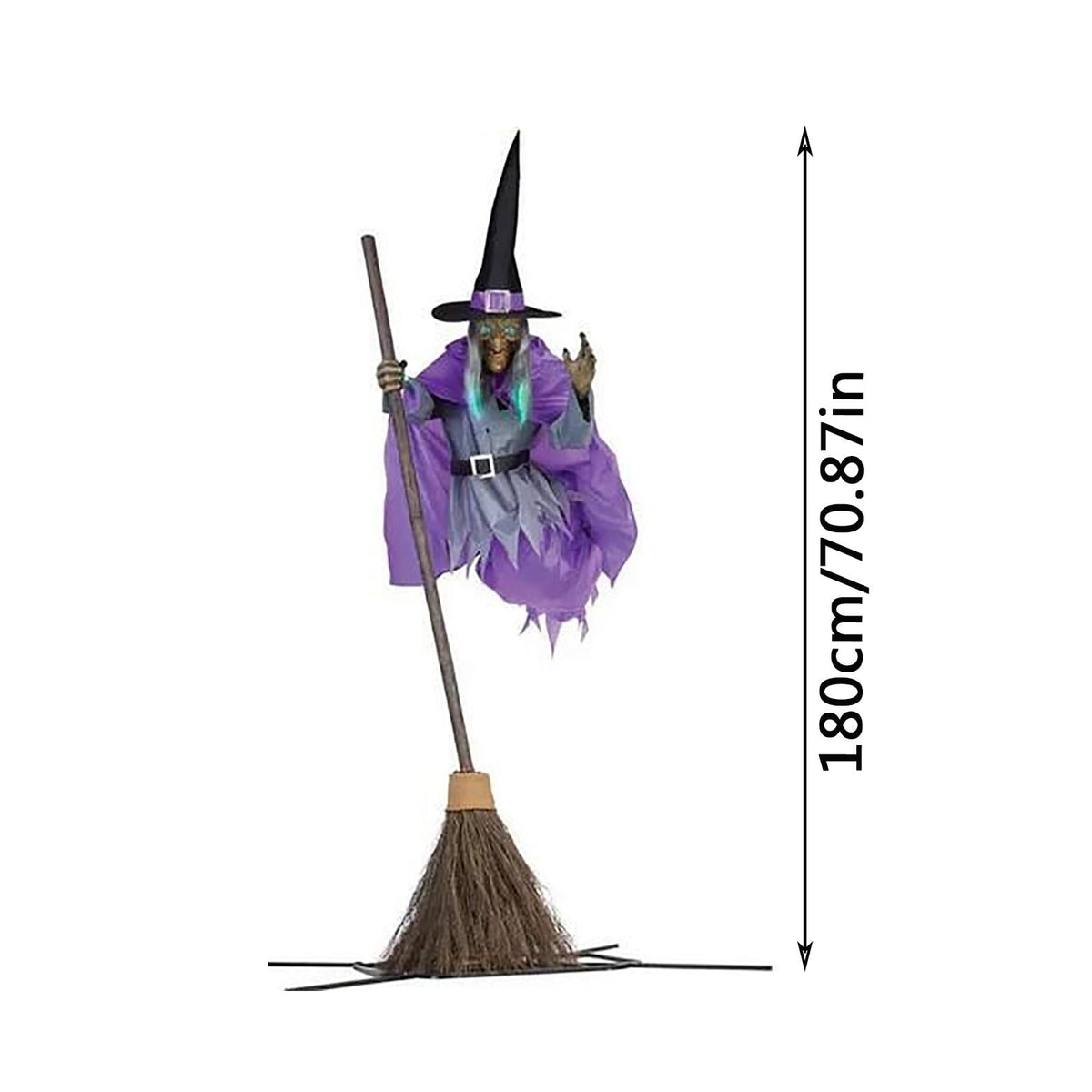 Haunt & Co EWSFHUI Flying Witch on Broom,5.9Ft Large Flying Hover Witch Sound & Touch Activated Sensor Suitable