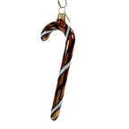 Haunt & Co 5.75In Orange White Black Candy Cane, Glass, Ornament Halloween Stripe 14755