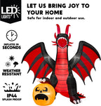 Haunt & Co 8 ft Halloween Inflatable Fire Dragon with Pumpkin,Animated Moving Mouth & Internal LED Lights, Outdoor Lawn Garden Indoor Porch Patio Spooky