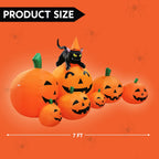 Haunt & Co 7 ft Halloween Inflatable Long Pumpkin with Witch's Cat Decorations Inflatables with Build-in LEDs, Outdoor Blow Up Yard Decorations