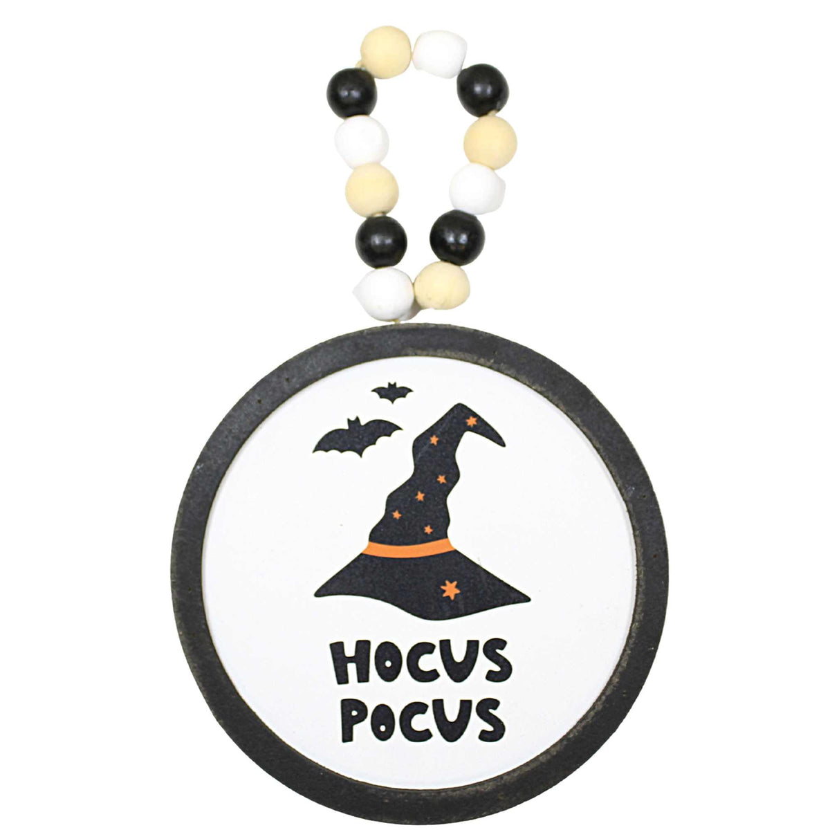 Haunt & Co Ganz Fun Halloween Disk Ornaments - Three Hanging Disk 7.75 Inch, Wood Pulp - Pumpkin Spider Hocus Pocus