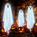 Haunt & Co Outdoor, 6 pack Light up Spooky Ghosts with 8 Modes LED Light - Scary Standing Ghosts Decor for Front Door Porch Yard Home Party
