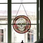Haunt & Co Couple Christmas Gift - Halloween Vampire Skeletons Spooky Stained Glass Hanging Ornament - Cozy Christmas Tree Decor, Winter Holiday Gift for Mom, Dad, Family, Friends