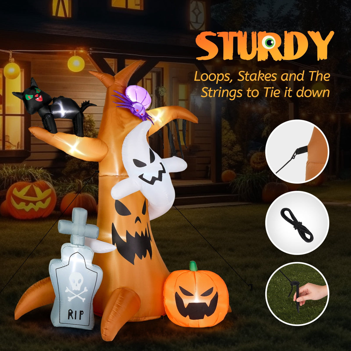 Haunt & Co OverPatio 7.8' Halloween Inflatables Outdoor with 9pcs LED Lights