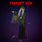 Haunt & Co 6FT Halloween Animatronic Witch Standing Outdoor w/ Red Eyes,Scary Sounds