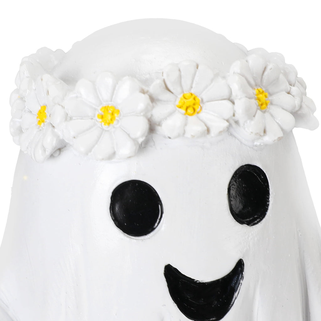 Haunt & Co Hand Painted White Ghost Walking Dog Statue Weatherproof Halloween Ornament for Farmhouse Porch Indoor Shelf Seasonal Decor(Whiteï¼?
