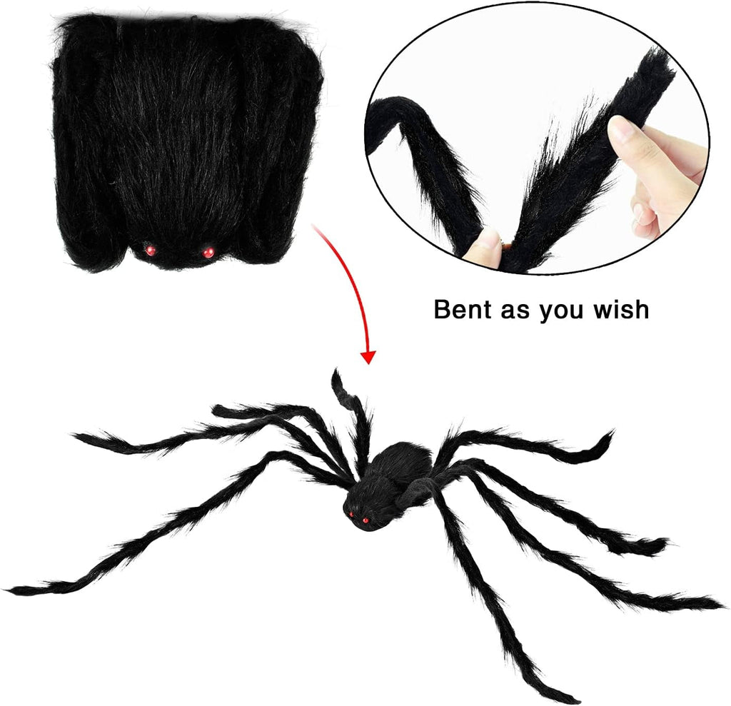 Haunt & Co 3 Pack 5 FT Giant Spider ,Scary Spider Outdoor Party Decorations Props ,Black
