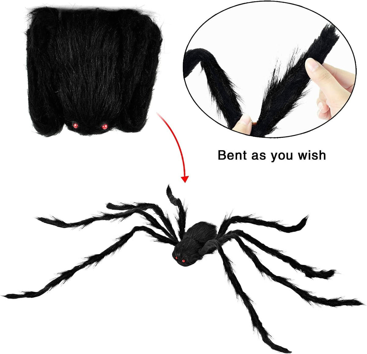 Haunt & Co 3 Pack 5 FT Giant Spider ,Scary Spider Outdoor Party Decorations Props ,Black