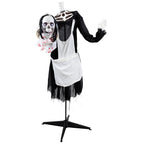 Haunt & Co 57" Animated LED Lighted Head-in-Hand Skeleton Maid