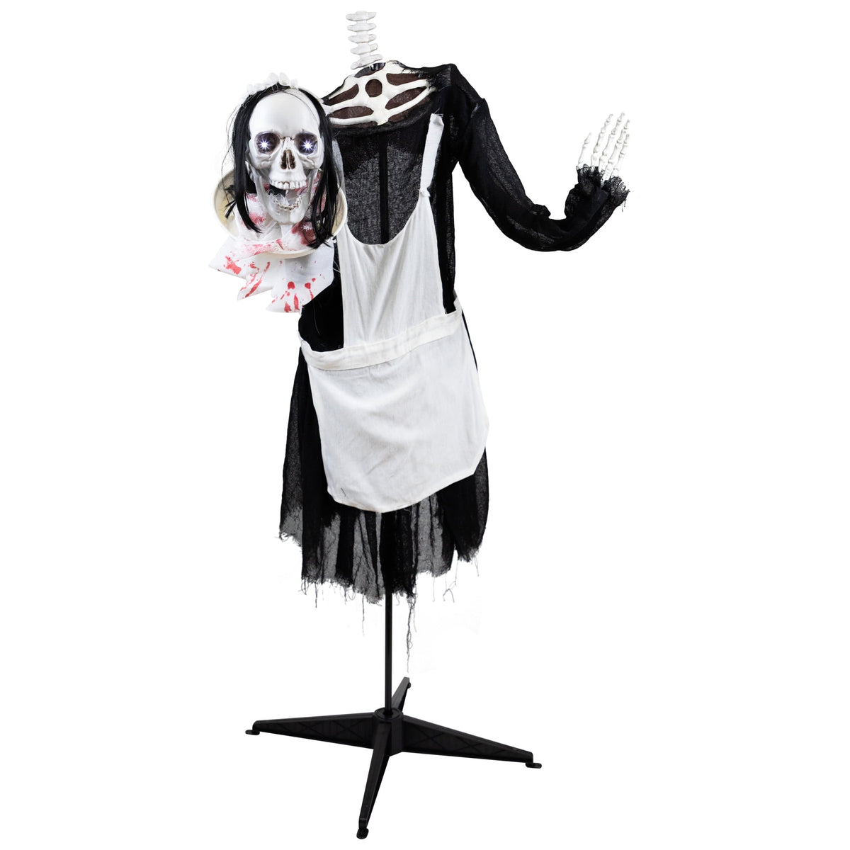 Haunt & Co 57" Animated LED Lighted Head-in-Hand Skeleton Maid