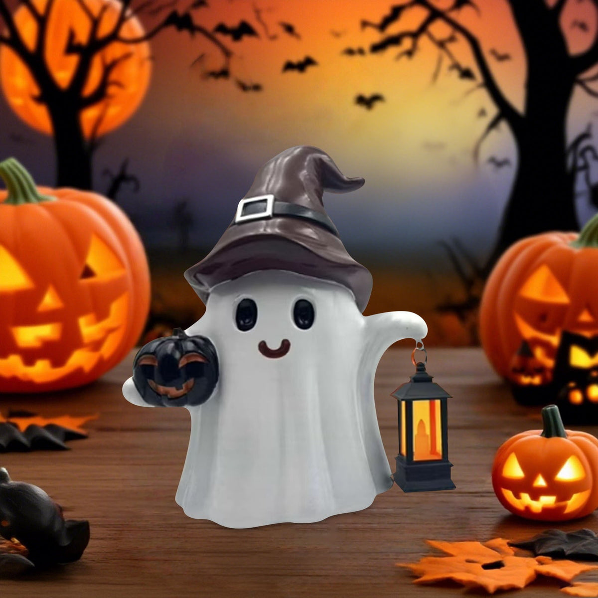 Haunt & Co 2pcs 9.8inch Halloween Decorations Pumpkin Decoration Desktop Ornament For Home Party Decoration Holiday Festive