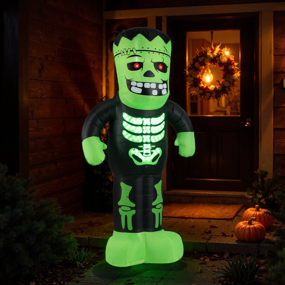 Haunt & Co Costway 8.4 Ft Tall Halloween Inflatable Decoration LED-lit Inflatable Green Zombie