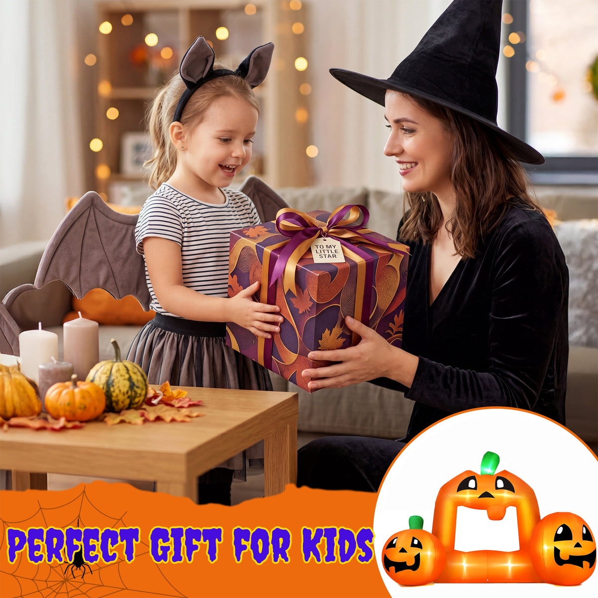 Haunt & Co (2 pack) 8.5FT Halloween Inflatable,Pumpkin Photo with Lights