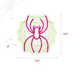 Haunt & Co Spider with Web Pink & Green Halloween Décor with Neon LED Lights, 0.9-Ft