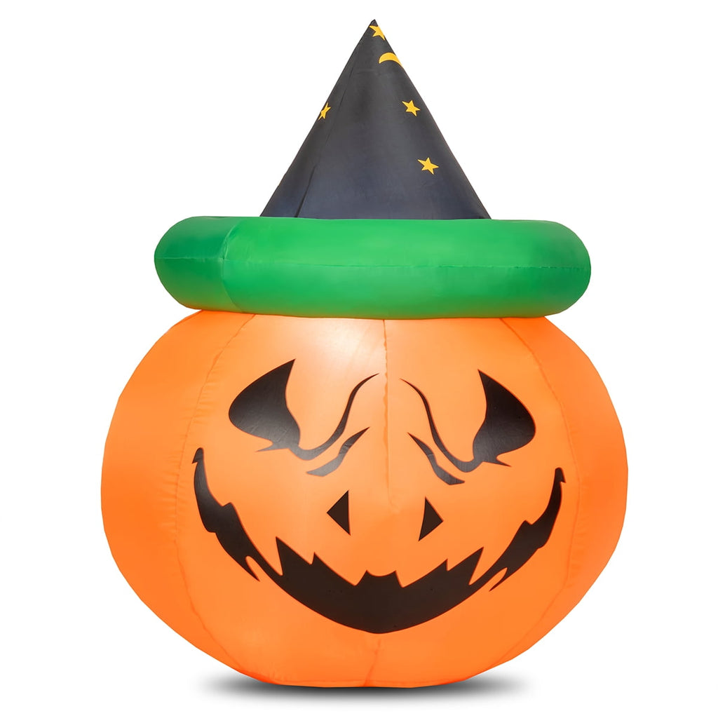 Haunt & Co Patiojoy 4 Ft Blow-up Inflatable Pumpkin With Witch Hat LED Bulbs Yard