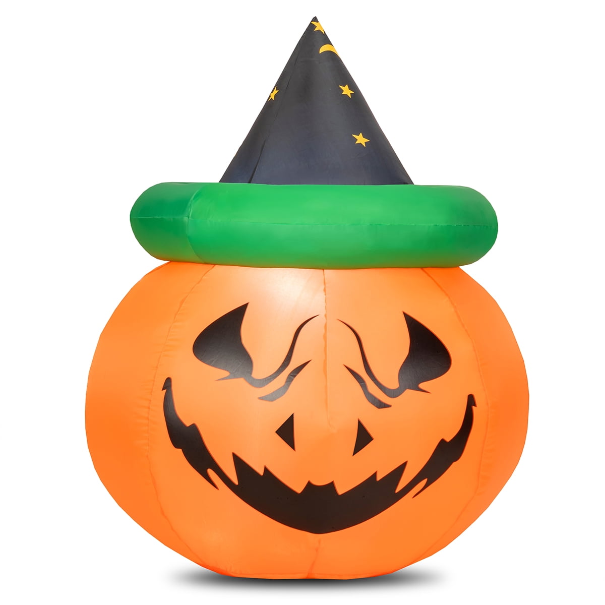 Haunt & Co Patiojoy 4 Ft Blow-up Inflatable Pumpkin With Witch Hat LED Bulbs Yard